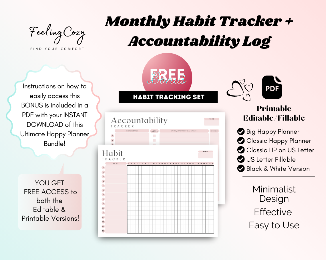 Ultimate Happy Planner Templates | Happy Planner Template Bundle (Black & White)