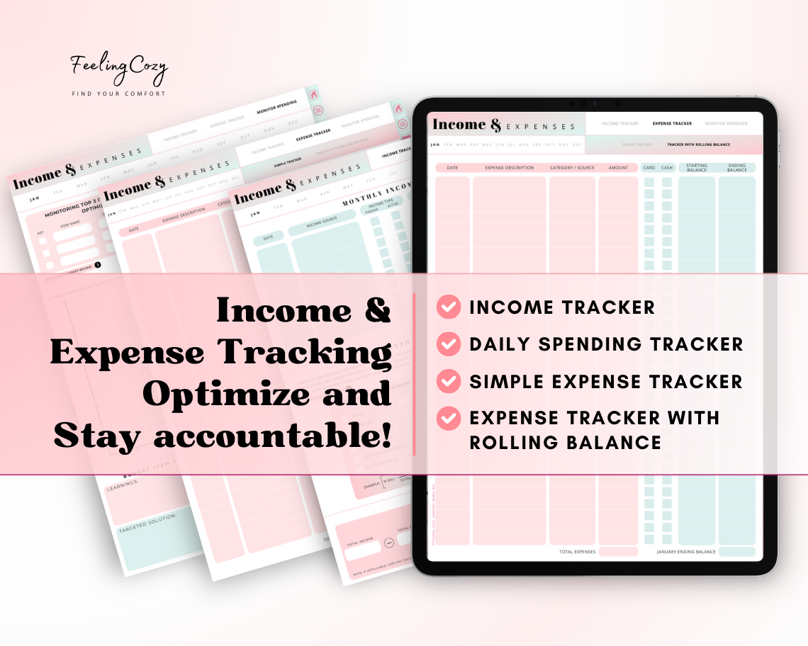 Budget Planner for iPad / Samsung Tablet: Notability, Noteshelf, Goodnotes Planner (Ombre)