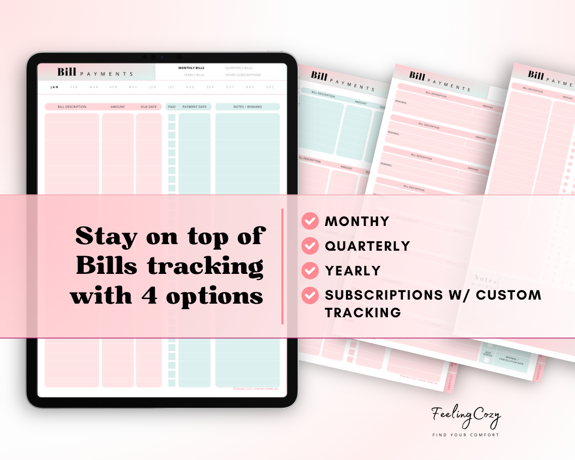 Budget Planner for iPad / Samsung Tablet: Notability, Noteshelf, Goodnotes Planner (Ombre)