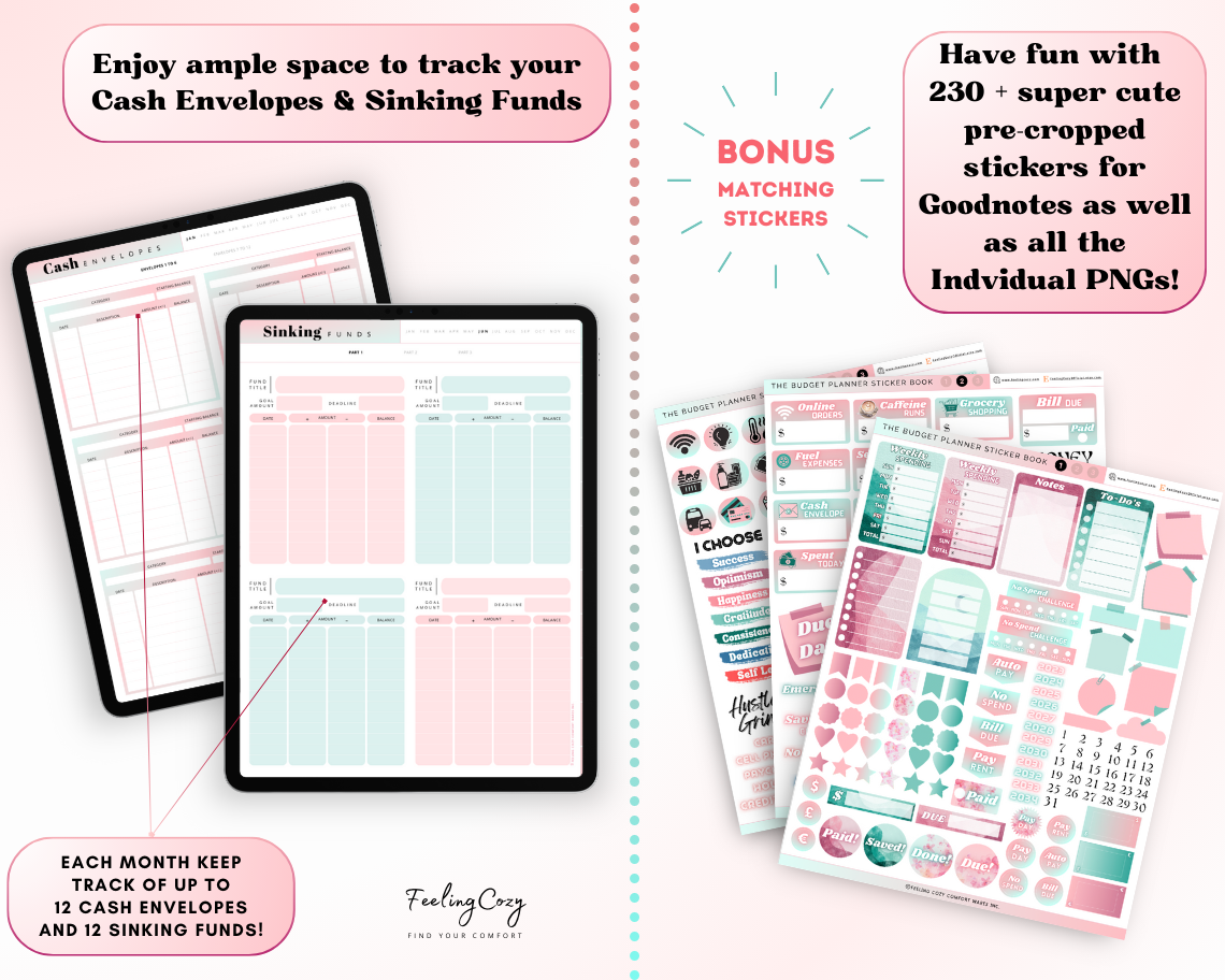 Budget Planner for iPad / Samsung Tablet: Notability, Noteshelf, Goodnotes Planner (Ombre)