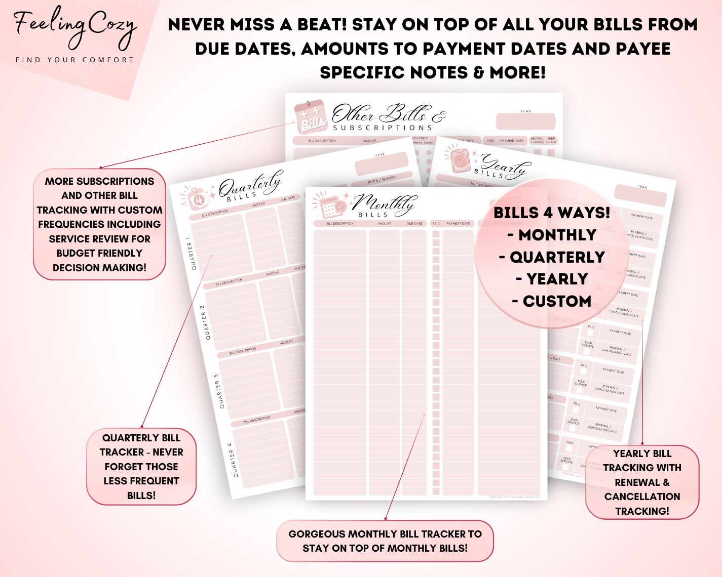Printable Budget Planner Bundle | Happy Planner Template Bundle (Black & White)