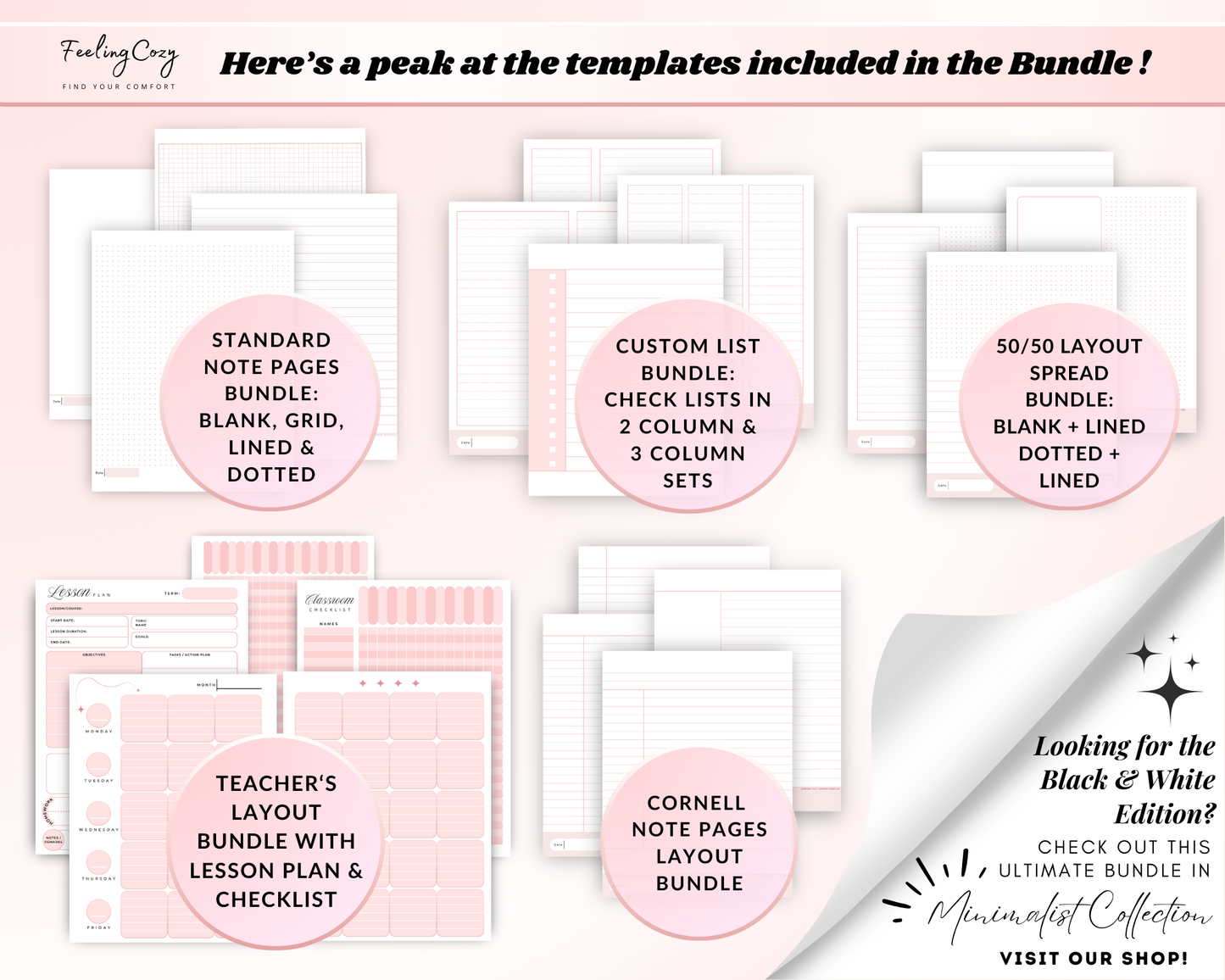 Big & Classic Happy Planner Printables | Happy Planner Template Bundle (Pink)