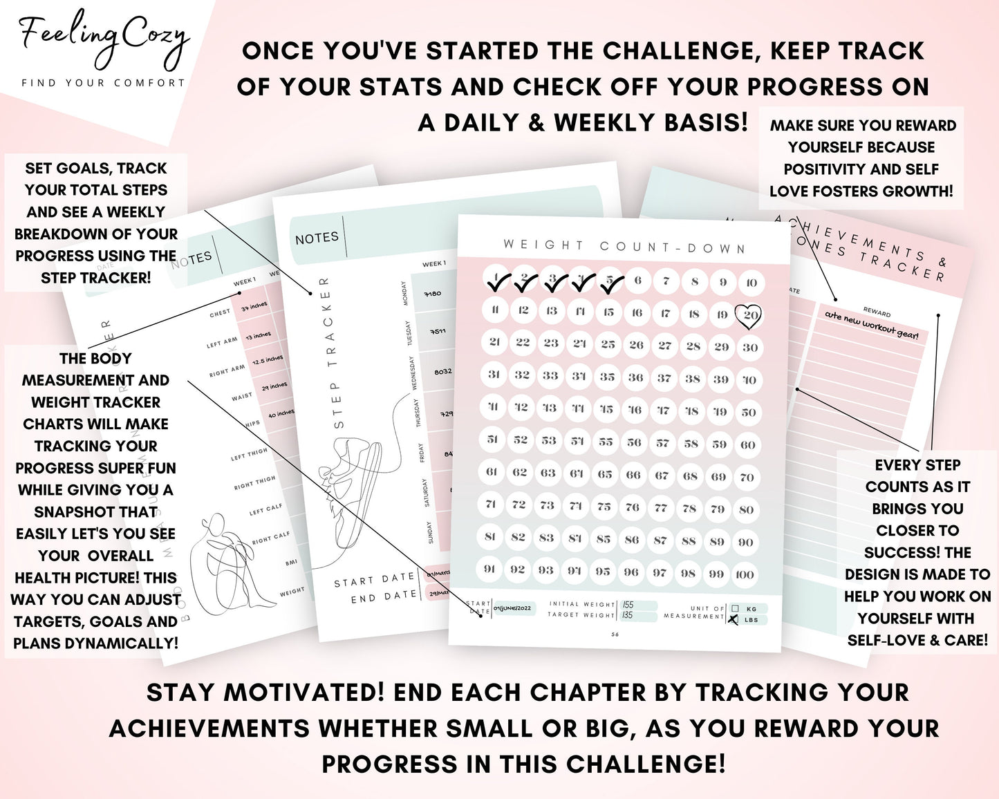 8 Week Weight Loss Journal (Ombre) | Printable Edition