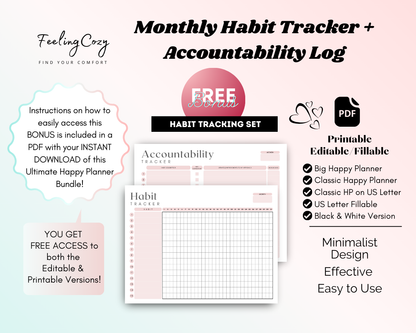 Ultimate Happy Planner Templates | Happy Planner Template Bundle (Black & White)