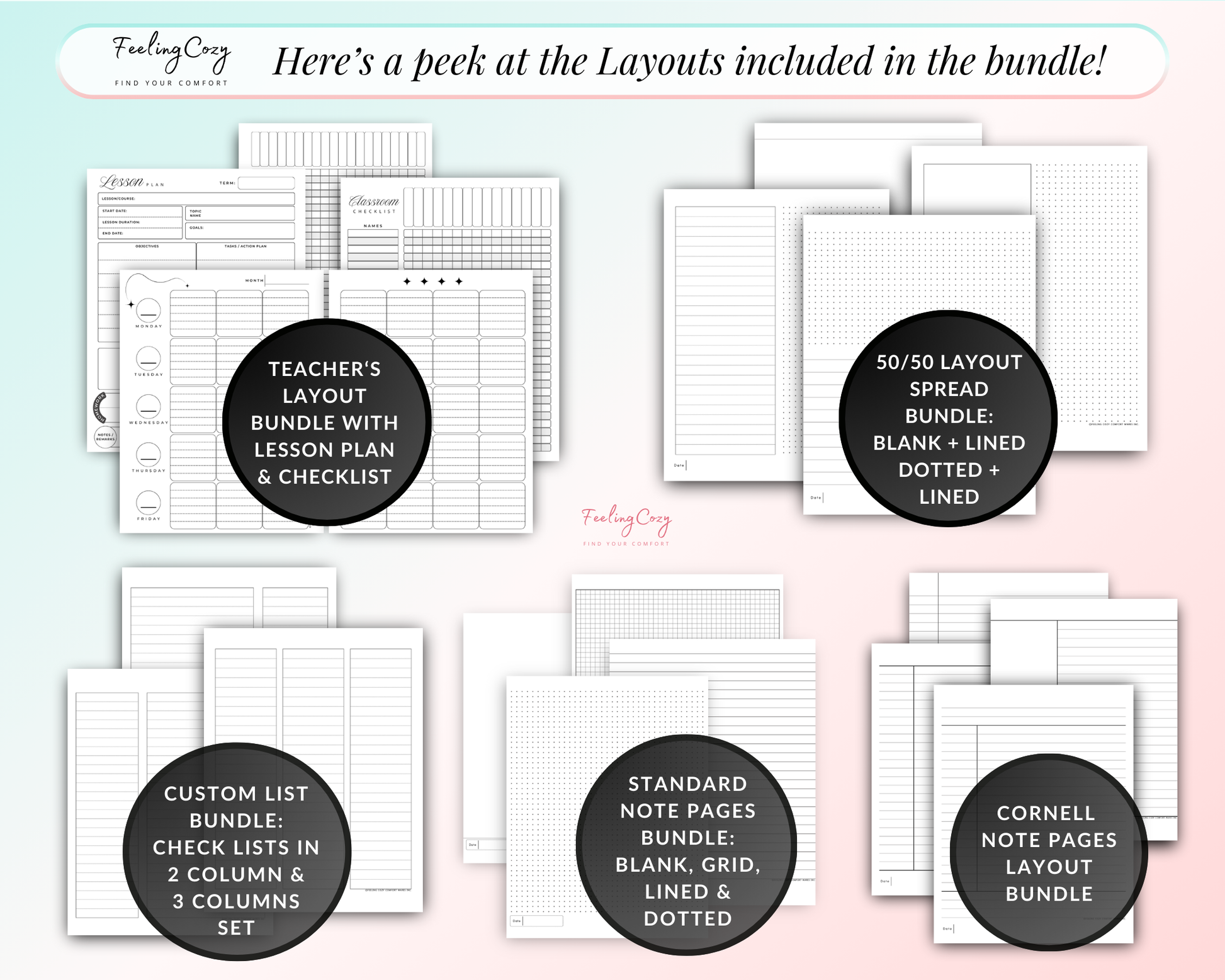 Happy planner teacher layout, Happy Planner Note Pages