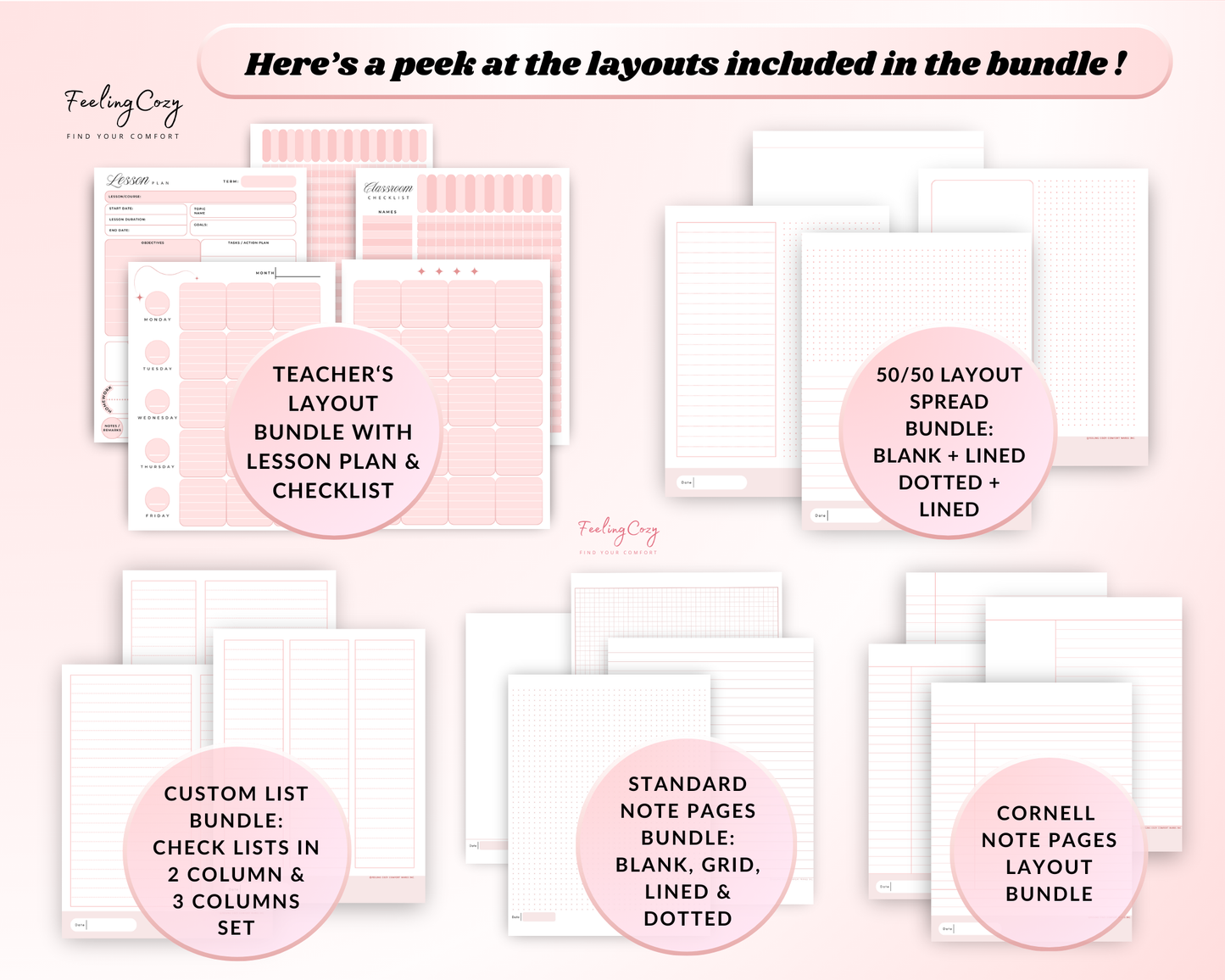 Happy planner teacher layout, Happy Planner Note Pages