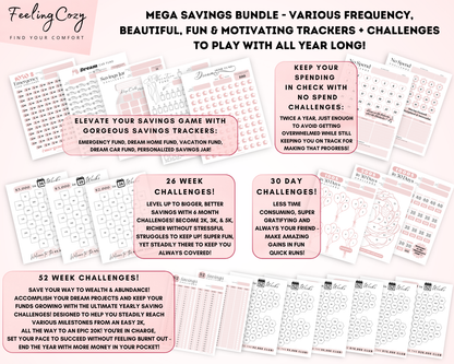 Printable Budget Planner Bundle | Happy Planner Template Bundle (Black & White)