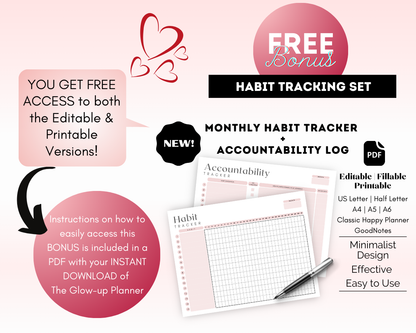 Digital Fitness Planner (Pink) | Portrait Edition | iPad, Samsung Tablet - Notability / Goodnotes Planner