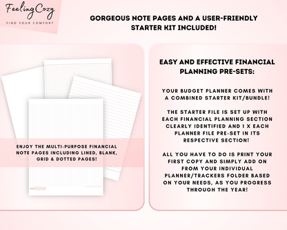 Printable Budget Planner Bundle | Happy Planner Template Bundle (Black & White)