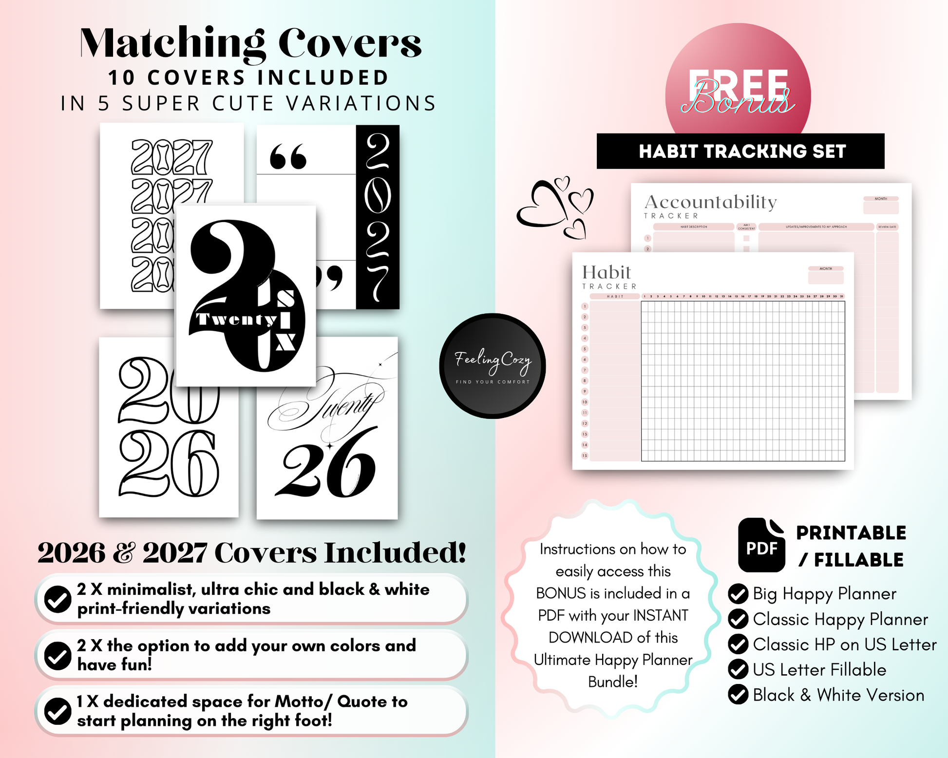 2026 happy planner cover, happy planner dashboard