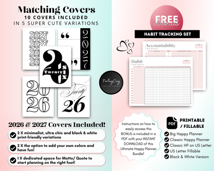 2026 happy planner cover, happy planner dashboard