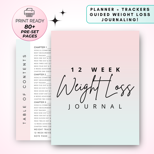 12 Week Fitness Journal | Meal Planner | Workout Planner & More | Ombre Printable Edition