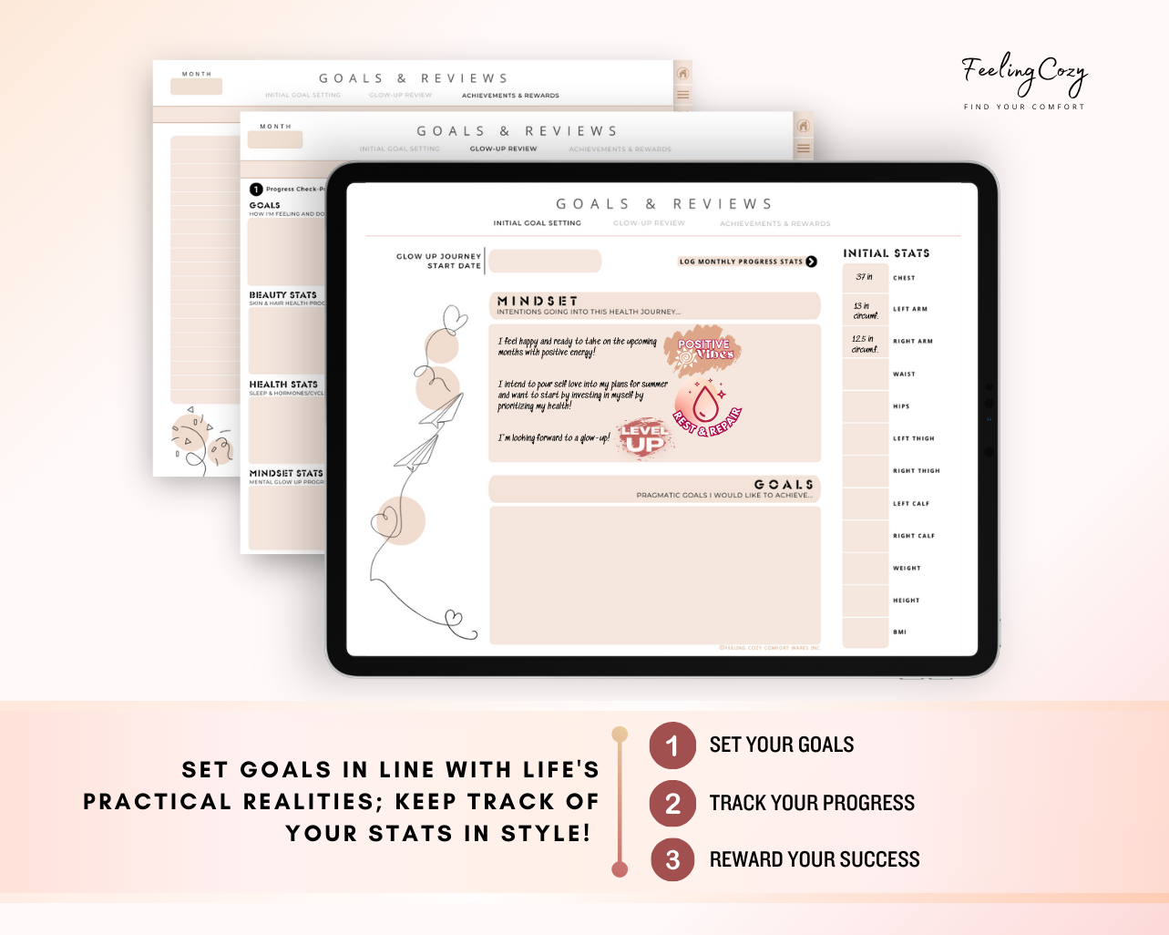 Digital Fitness Planner (Beige) | Landscape Edition  | iPad, Samsung Tablet - Notability / Goodnotes Planner