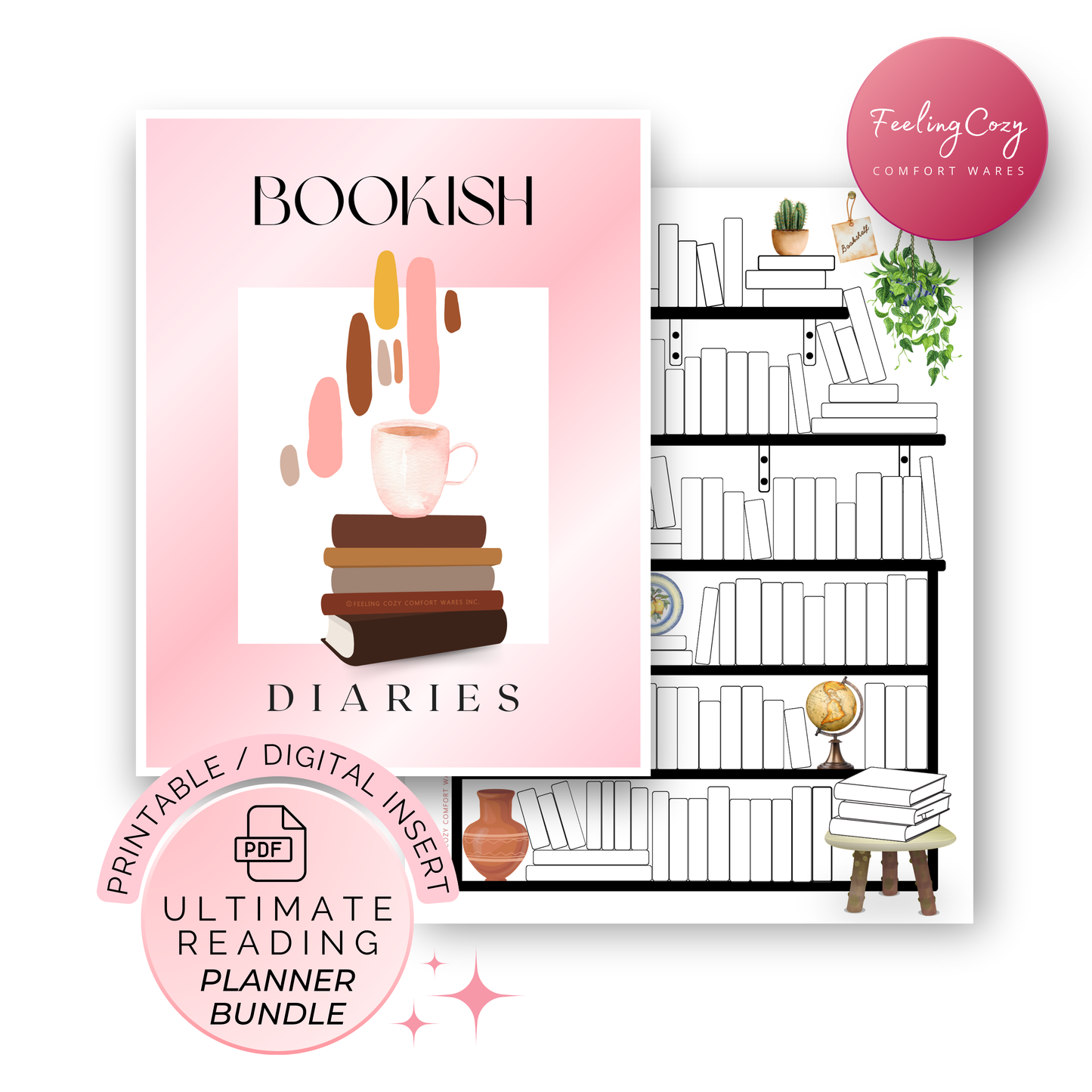 Printable Reading Journal 2026: Monthly Reading Tracker, Reading Planner, Book Review Template, Reading Challenge, Happy Planner Reading Log