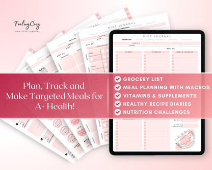 Digital Fitness Planner (Pink) | Portrait Edition | iPad, Samsung Tablet - Notability / Goodnotes Planner