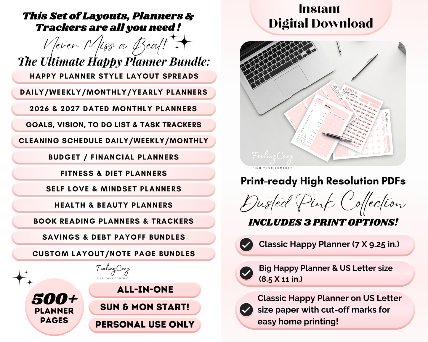 Happy Planner Templates, Happy Planner Inserts, Happy Planner Refill, Printable Happy Planner