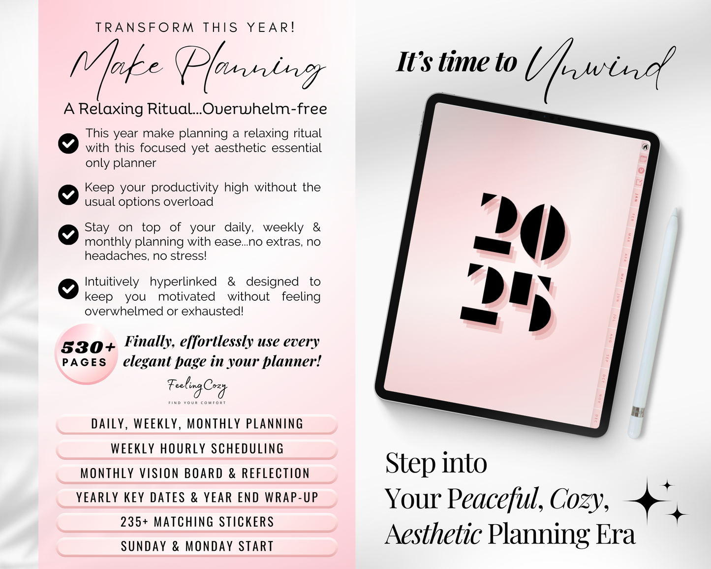 2025 Digital Planner: Simplified Daily Weekly Monthly iPad Planner for Goodnotes, Notability & More