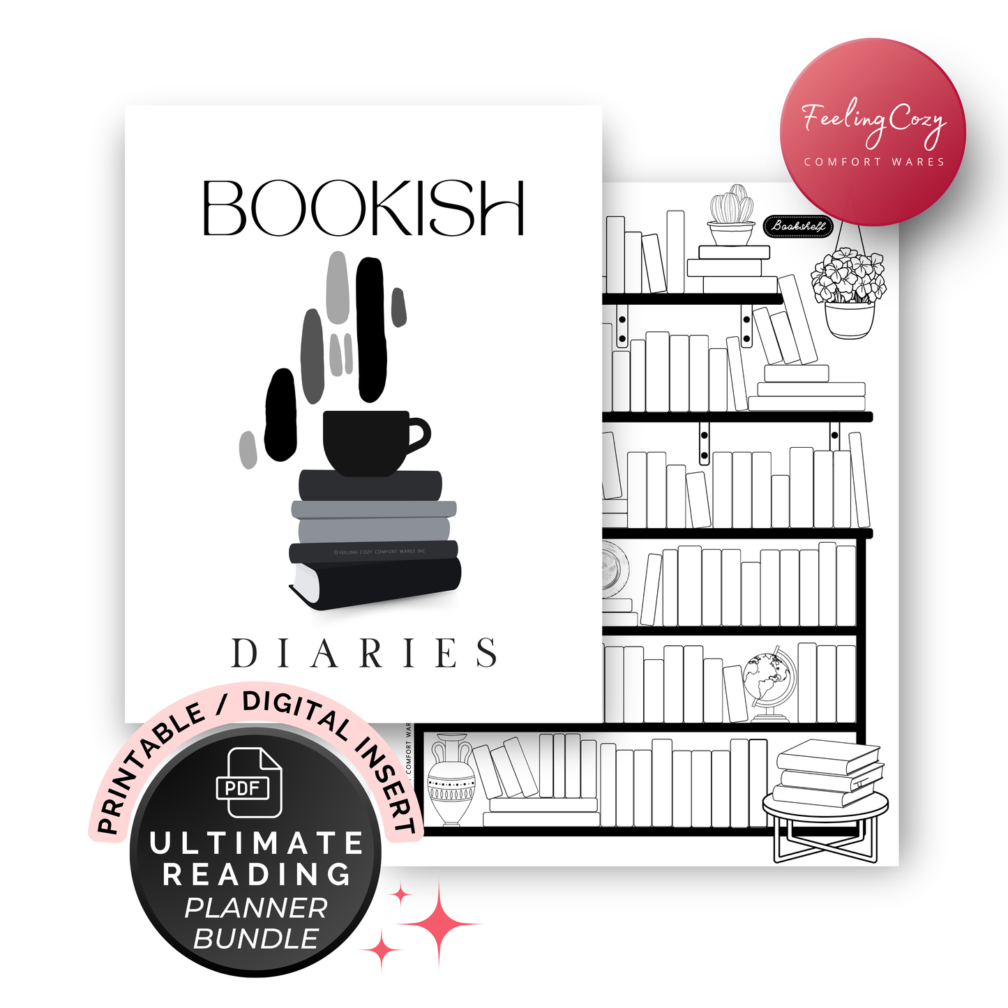 Reading Journal Printable 2026: Monthly Reading Tracker, Reading Planner, Book Review Template, Reading Challenge, Happy Planner Reading Log