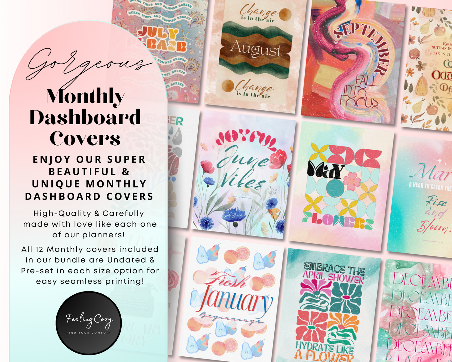 Happy Planner monthly Layout, Happy Planner cover, Happy Planner Dashboard, Happy Planner Inserts