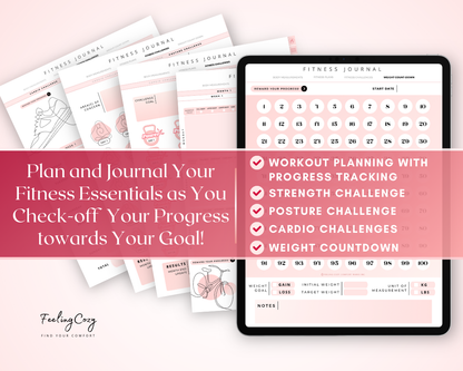 Digital Fitness Planner (Pink) | Portrait Edition | iPad, Samsung Tablet - Notability / Goodnotes Planner