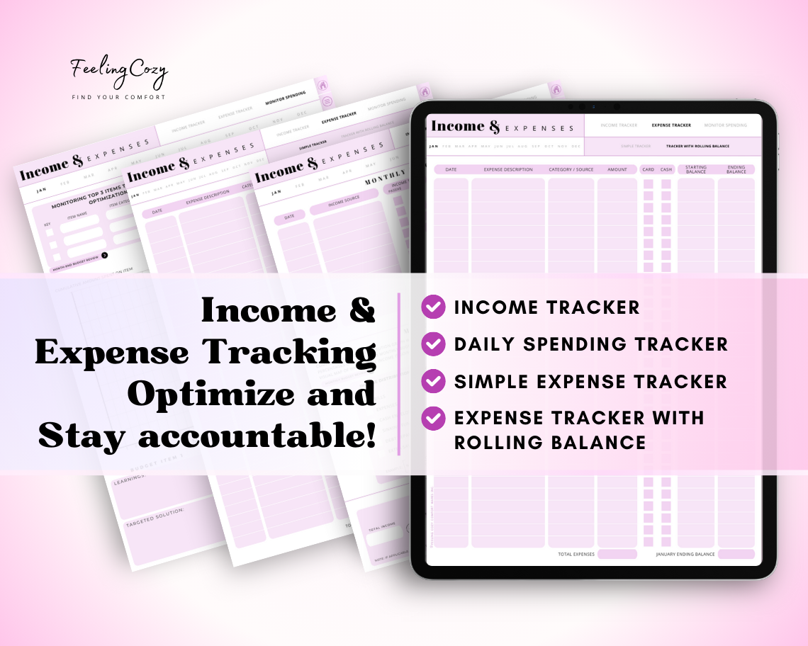 Budget Planner for iPad / Samsung Tablet: Notability, Noteshelf, Goodnotes Planner (Purple Dreams)