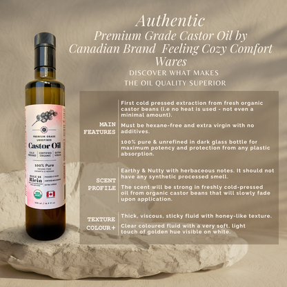 Organic Castor Oil in Glass (500ml) | Cold-Pressed & Hexane-Free for Castor Oil Packs, Liver Detox, Hair Growth & Face