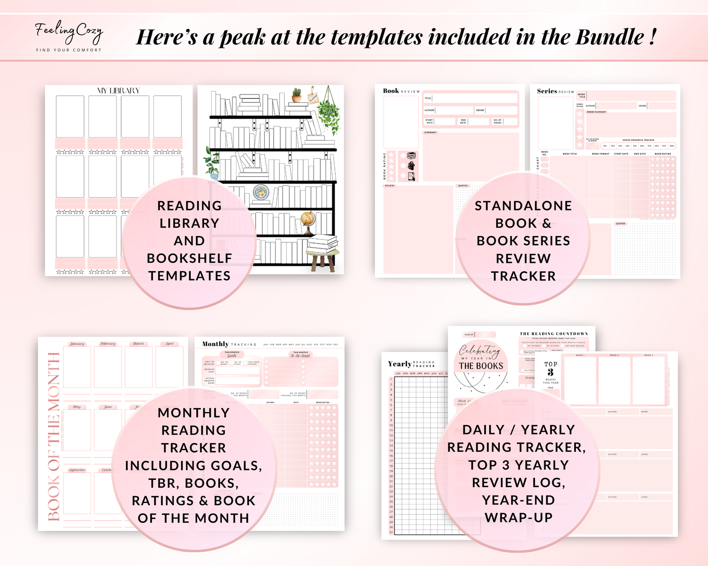 Printable Reading Journal 2025: Monthly Reading Tracker, Reading Planner, Book Review Template, Reading Challenge, Happy Planner Reading Log