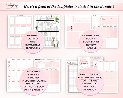 Printable Reading Journal 2025: Monthly Reading Tracker, Reading Planner, Book Review Template, Reading Challenge, Happy Planner Reading Log