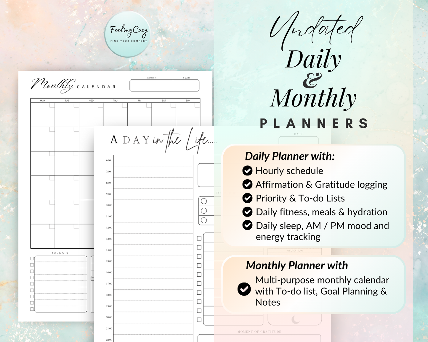 Printable Calendar 2026, 2027 Monthly Calendar template | Daily Planner, Monthly Planner, Hourly Schedule, Weekly Planner, Yearly Planner