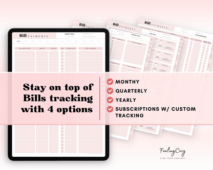 Budget Planner for iPad / Samsung Tablet: Notability, Noteshelf, Goodnotes Planner (Pink)
