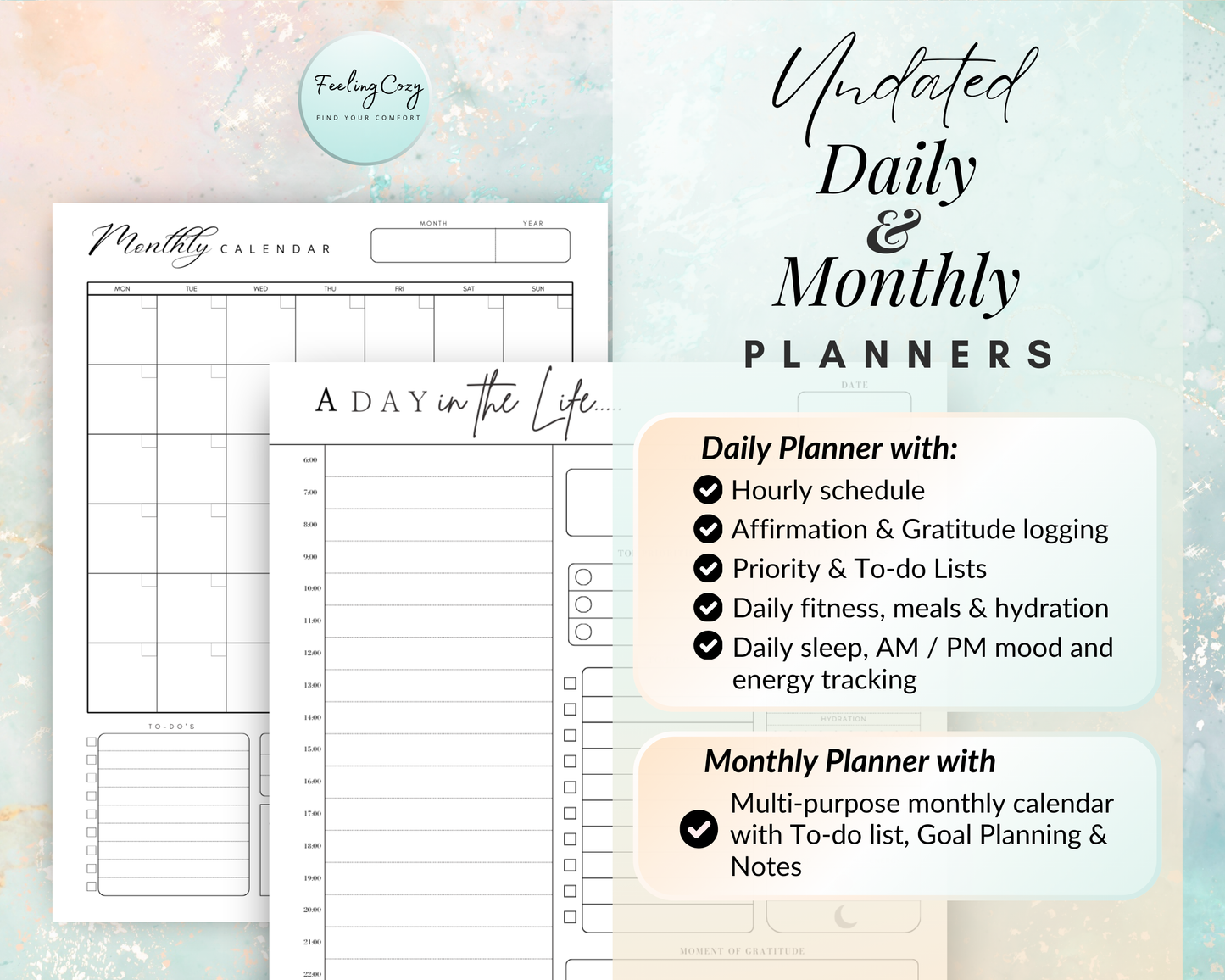 Printable Calendar 2025, 2026 Monthly Calendar template | Daily Planner, Monthly Planner, Hourly Schedule, Weekly Planner, Yearly Planner