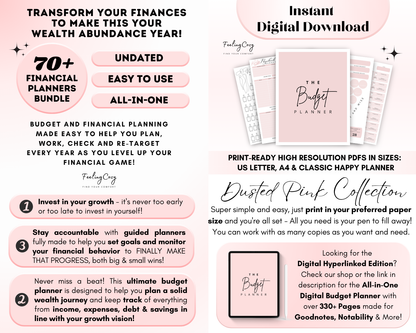 Printable Budget Planner Bundle | Happy Planner Template Bundle (Black & White)