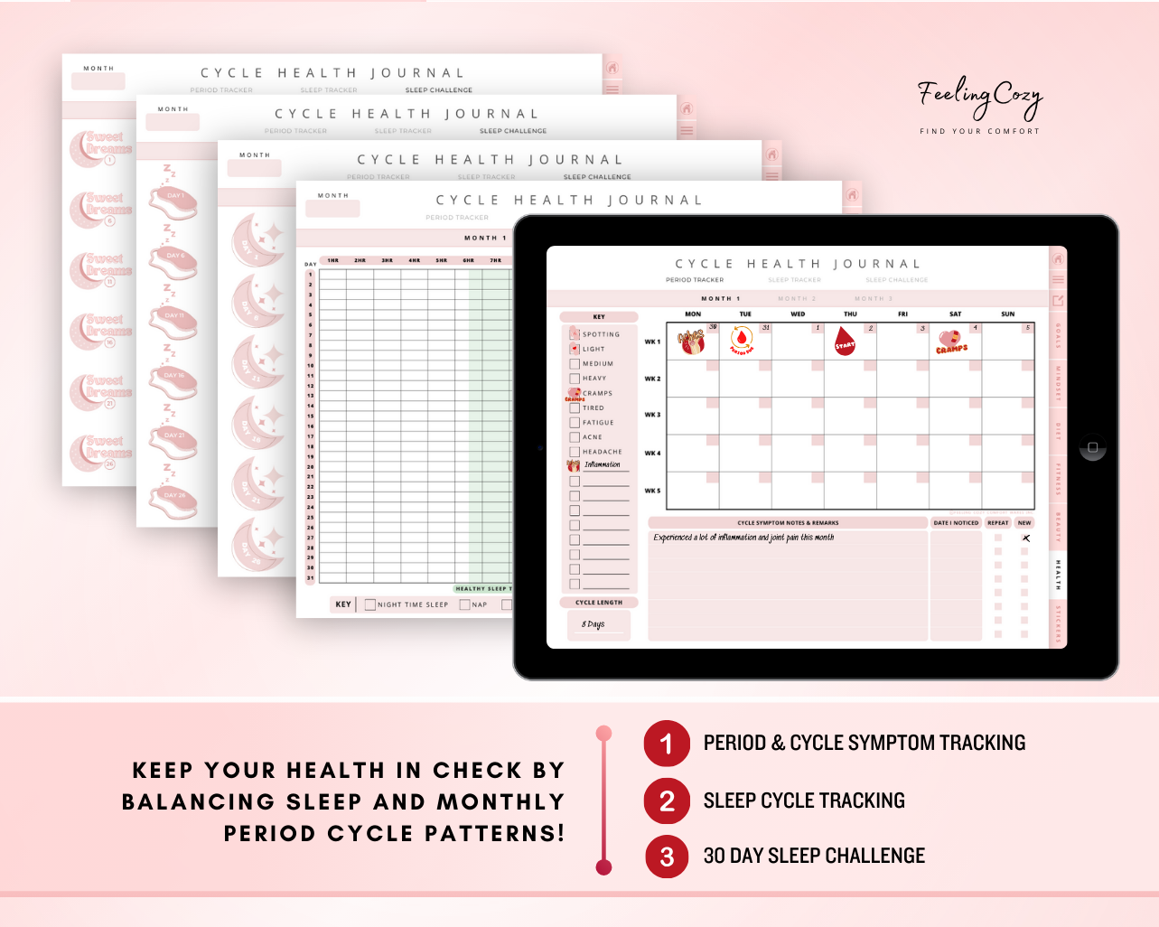 Digital Fitness Planner (Pink) | Landscape Edition | iPad, Samsung Tablet - Notability / Goodnotes Planner