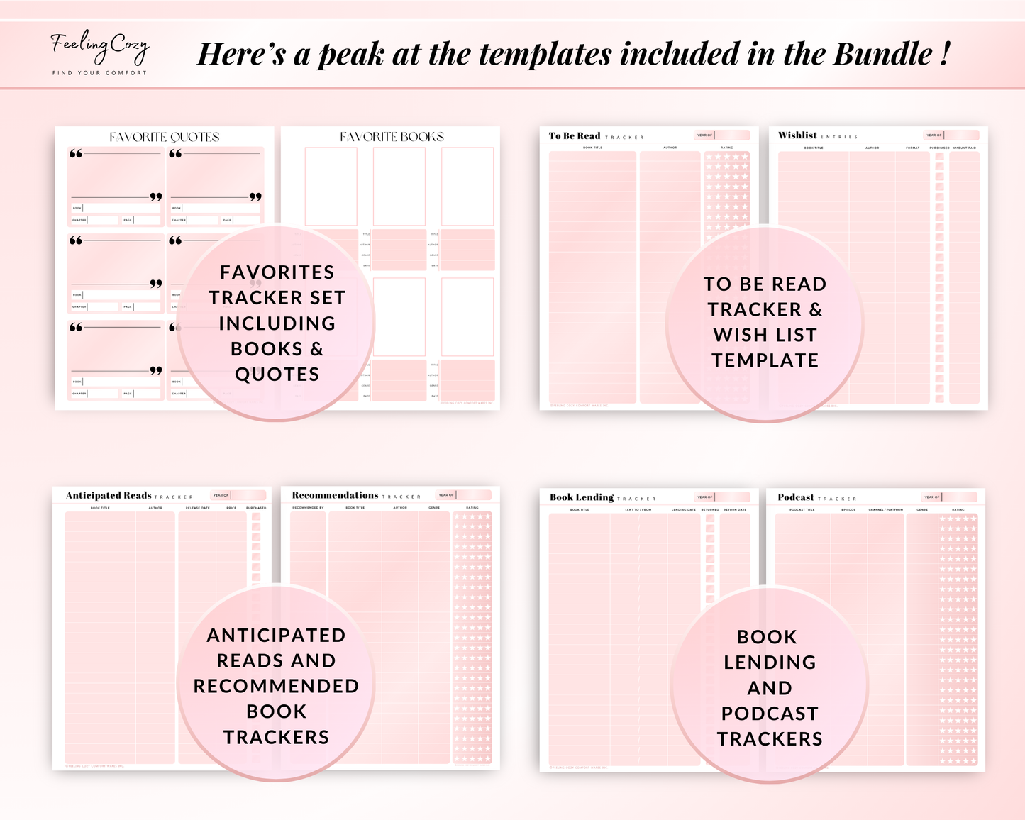 Printable Reading Journal 2025: Monthly Reading Tracker, Reading Planner, Book Review Template, Reading Challenge, Happy Planner Reading Log