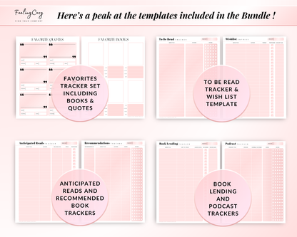 Printable Reading Journal 2025: Monthly Reading Tracker, Reading Planner, Book Review Template, Reading Challenge, Happy Planner Reading Log