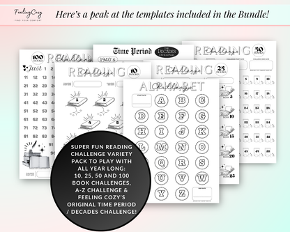 Reading Journal Printable 2025: Monthly Reading Tracker, Reading Planner, Book Review Template, Reading Challenge, Happy Planner Reading Log