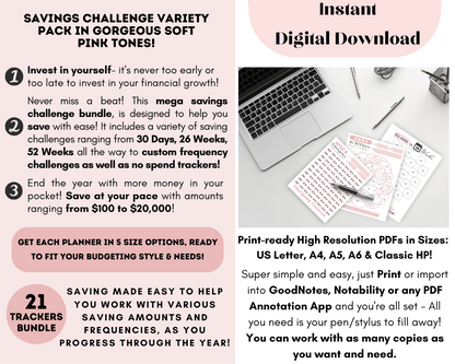 Savings Challenge & Tracker Bundle | Printable Edition