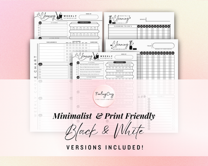 Cleaning Schedule Bundle:  Daily / Weekly / Monthly Home Chore Chart | Cleaning Planner Printable