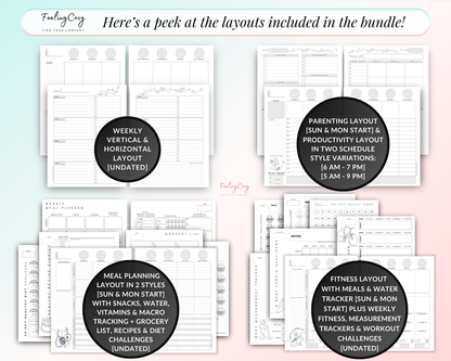 happy planner vertical layout, happy planner horizontal layout, happy planner parenting layout, happy planner productivity layout, happy planner meal planning layout, happy planner fitness layout, happy planner workout challenges