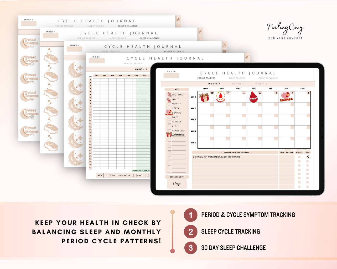 Digital Fitness Planner (Beige) | Landscape Edition  | iPad, Samsung Tablet - Notability / Goodnotes Planner