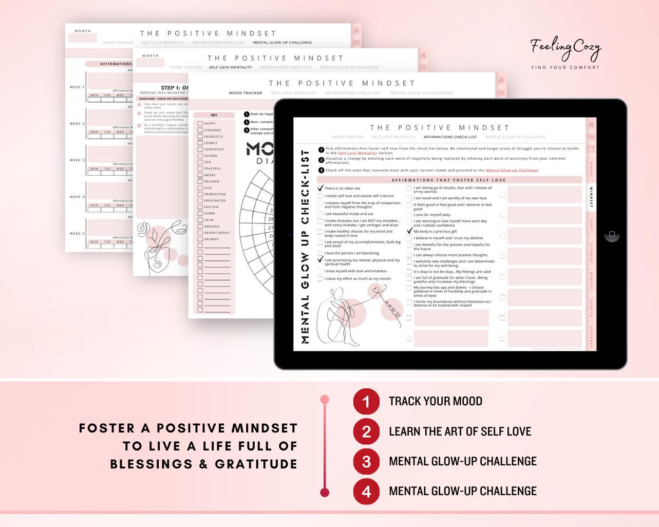 Digital Fitness Planner (Pink) | Landscape Edition | iPad, Samsung Tablet - Notability / Goodnotes Planner