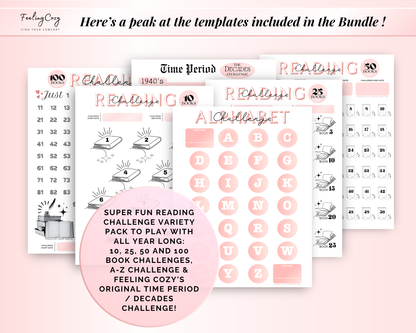 Printable Reading Journal 2025: Monthly Reading Tracker, Reading Planner, Book Review Template, Reading Challenge, Happy Planner Reading Log