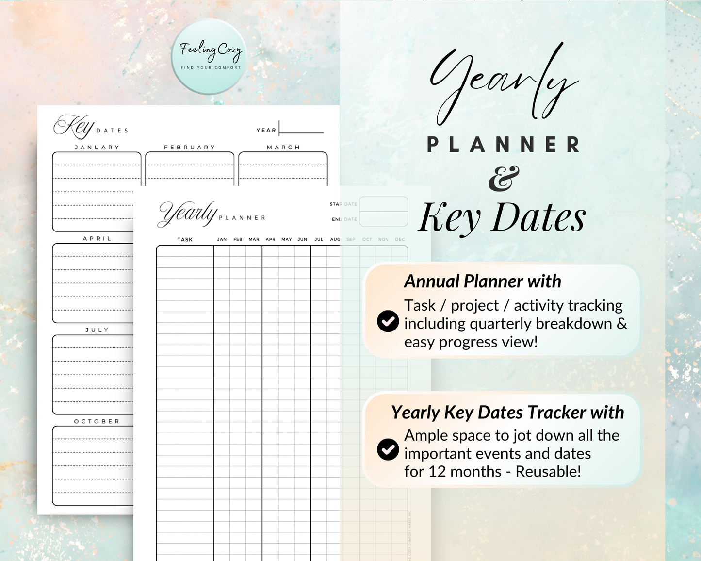 Printable Calendar 2025, 2026 Monthly Calendar template | Daily Planner, Monthly Planner, Hourly Schedule, Weekly Planner, Yearly Planner