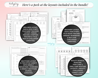 happy planner wellness layout, happy planner recovery layout, gratitude journal, weekly gratitude 