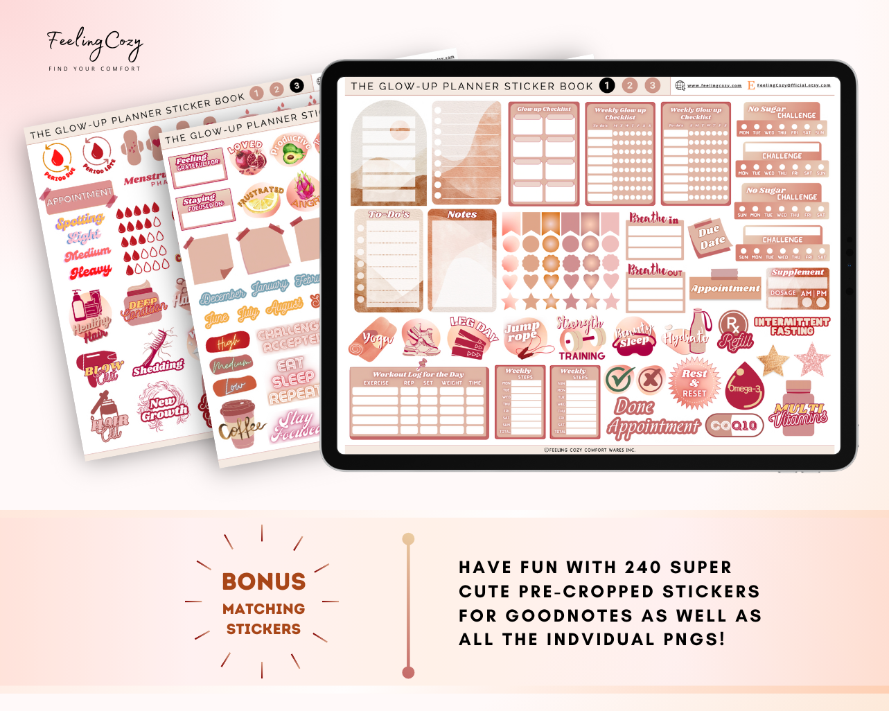 Digital Fitness Planner (Beige) | Landscape Edition  | iPad, Samsung Tablet - Notability / Goodnotes Planner