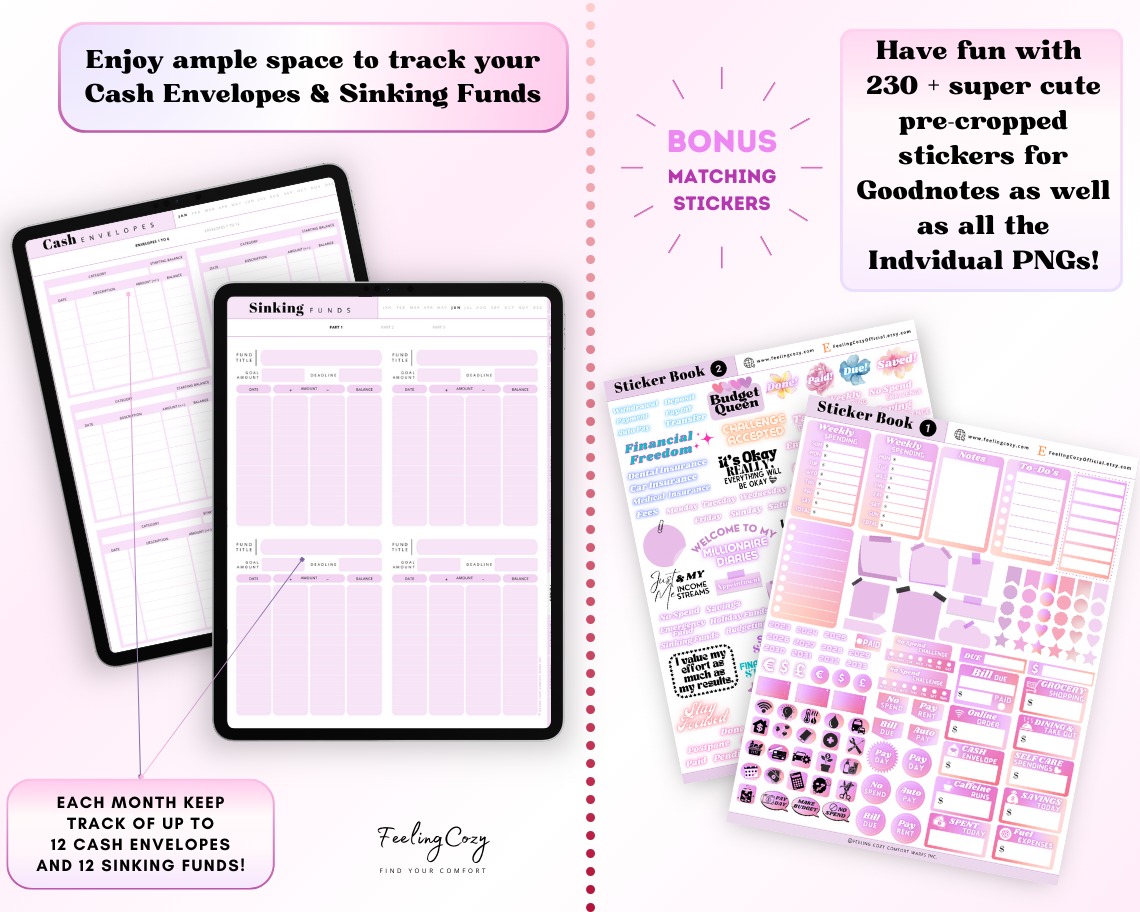 Budget Planner for iPad / Samsung Tablet: Notability, Noteshelf, Goodnotes Planner (Purple Dreams)