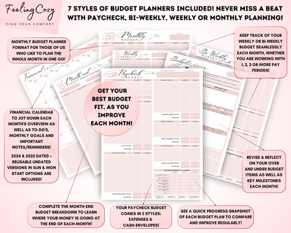 Printable Budget Planner Bundle | Happy Planner Template Bundle (Black & White)