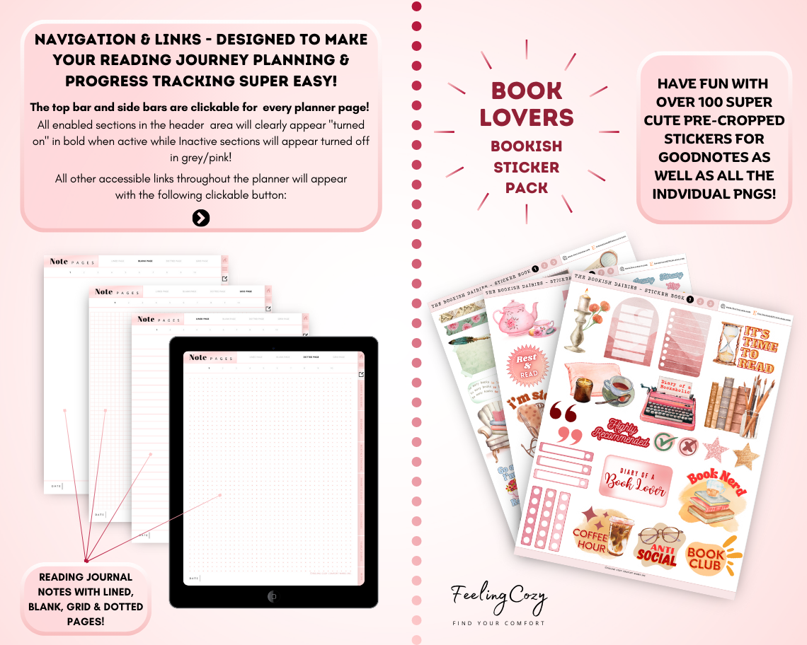 The Bookish Diaries: Digital Reading Journal for Book Lovers | Ipad / Tablet Use | Goodnotes Planner