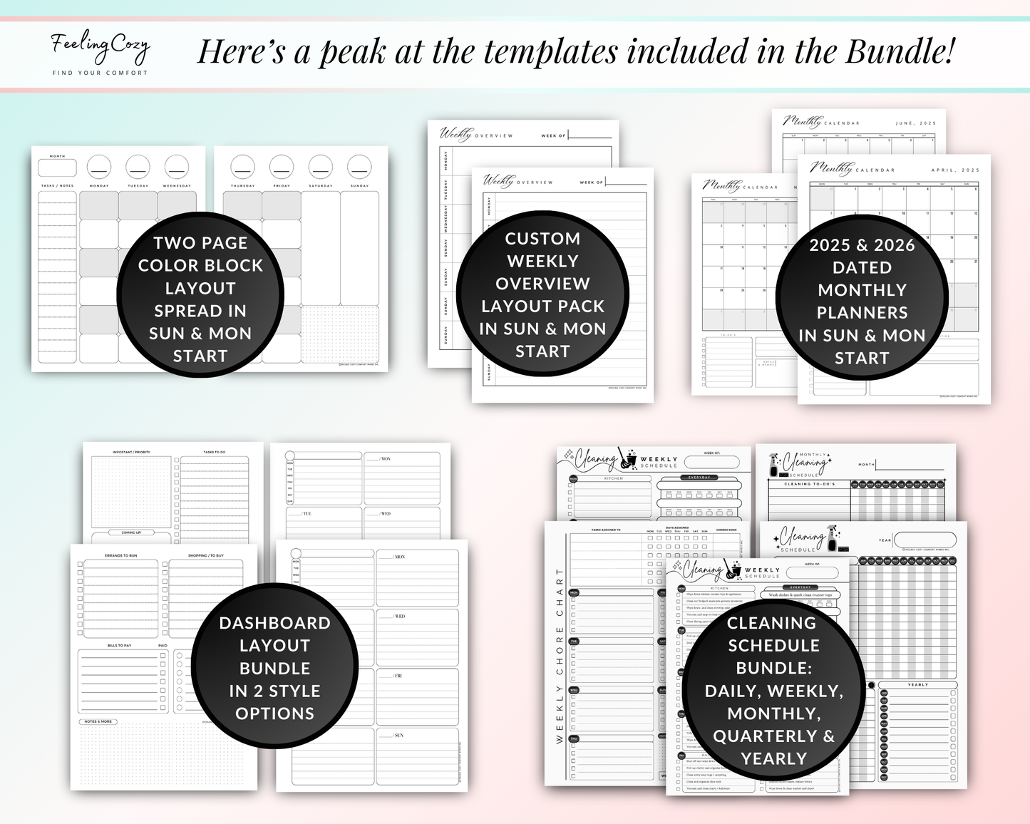 Ultimate Happy Planner Templates | Happy Planner Template Bundle (Black & White)