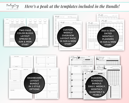 Ultimate Happy Planner Templates | Happy Planner Template Bundle (Black & White)